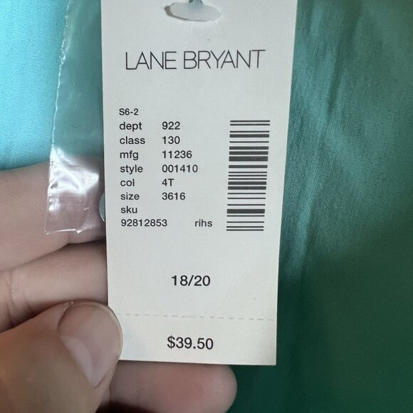 Lane Bryant Top Women’s Size 18/20 V-Neck 3/4 Sleeve Cotton Blue Stretch Casual - Picture 8 of 9
